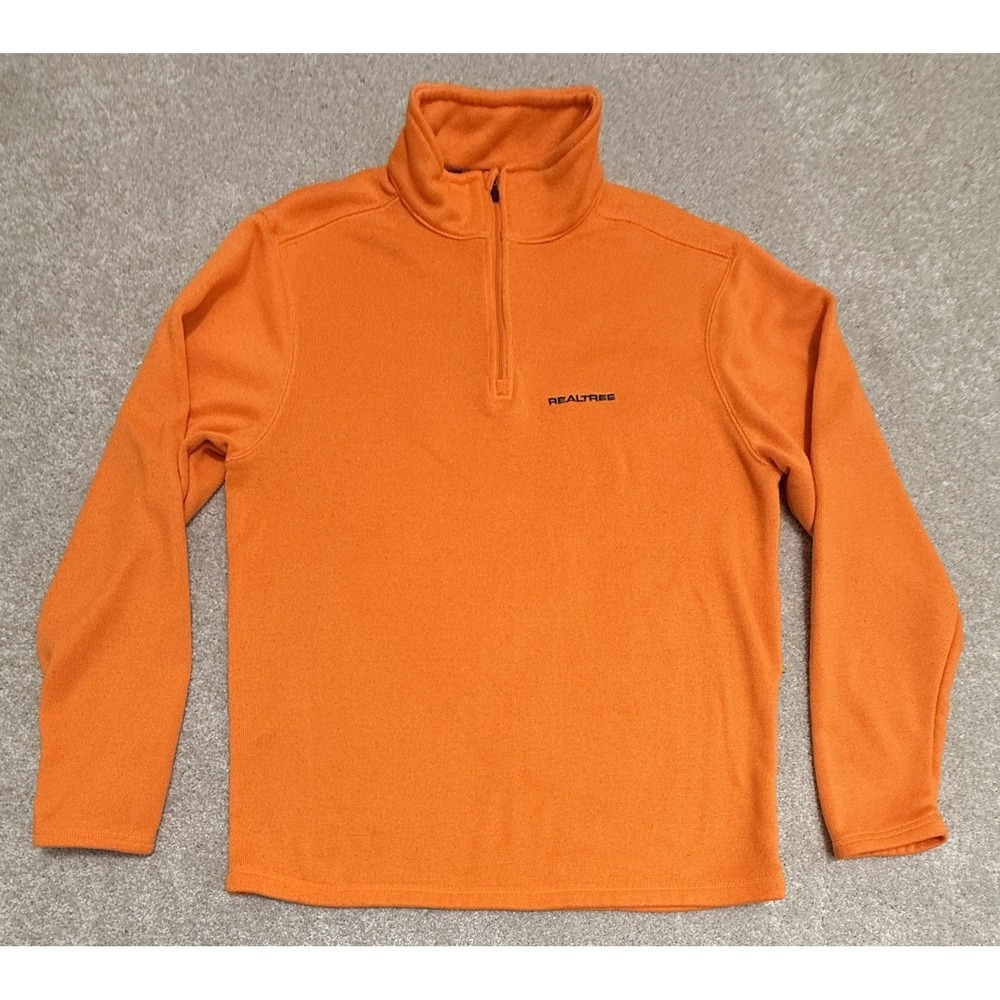 Realtree Hunter Orange Men's LARGE Quarter Zip Pullover Sweater Fleece Hiking